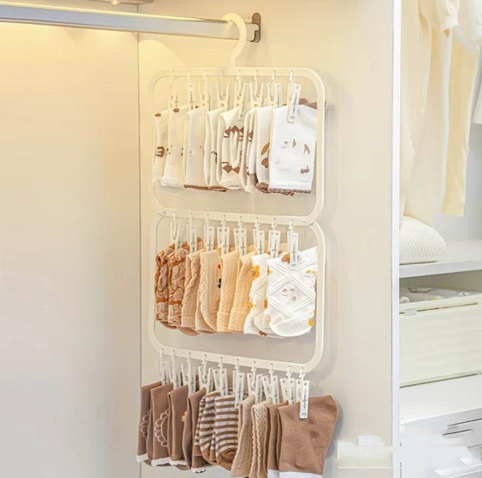 Space-Saving Multi-Clip Underwear Holder