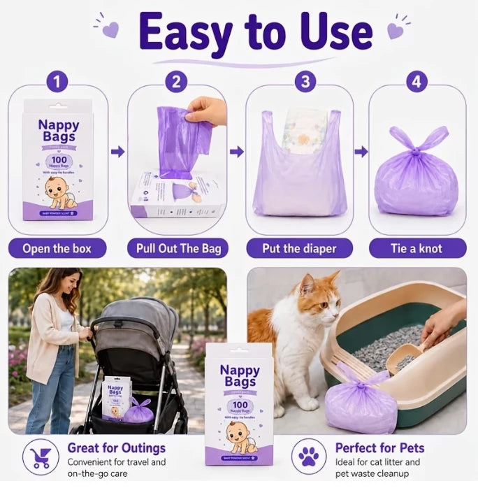 100pcs Scented Diaper Disposal Bags