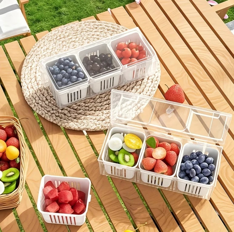 3-Compartment Fruit Storage Container