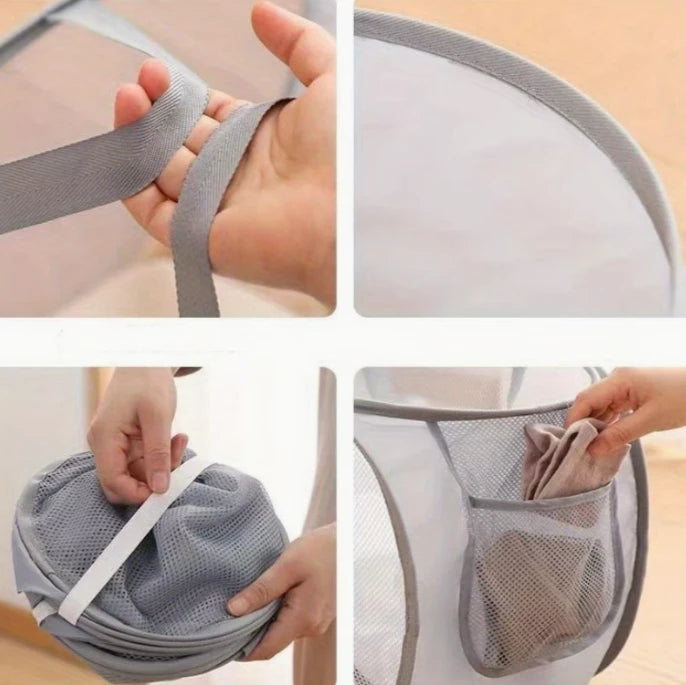 Pop-Up Mesh Foldable Laundry Basket