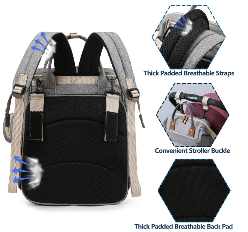 Foldable Diaper Bag with Travel Bed